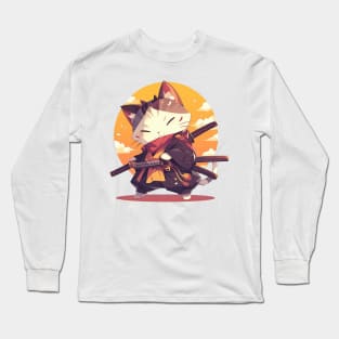 samurai cat Long Sleeve T-Shirt